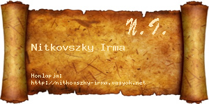 Nitkovszky Irma névjegykártya